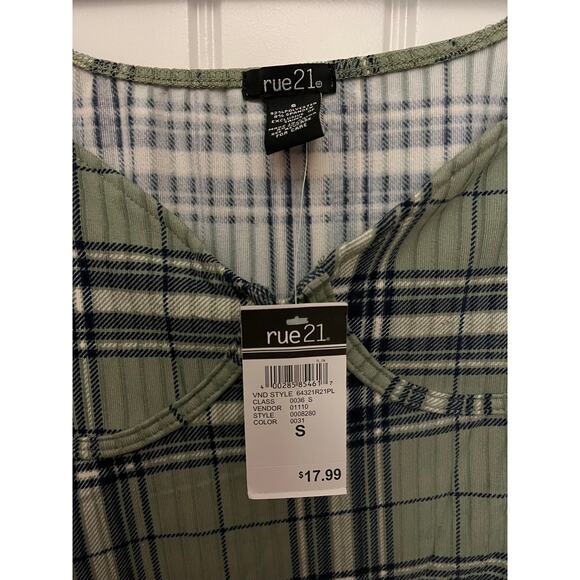 RUE 21 Small Green Plaid Corset Bodysuit Thong Snaps NWT - Picture 2 of 10